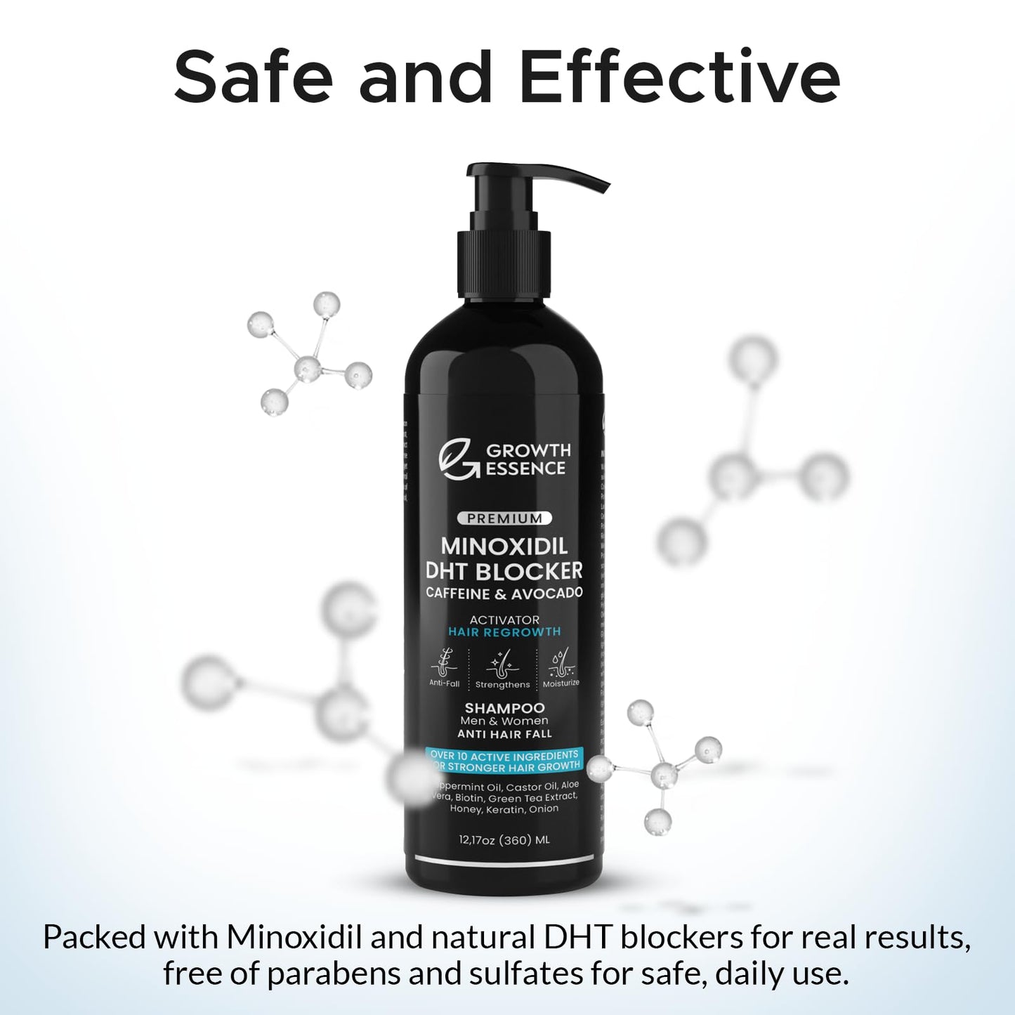 Minoxidil & Biotin Shampoo for Hair Growth - Enriched with Caffeine, Castor Oil & Onion - DHT Blocker for Thicker, Healthier Hair - Strengthening Beauty and Personal Care Growth Essence