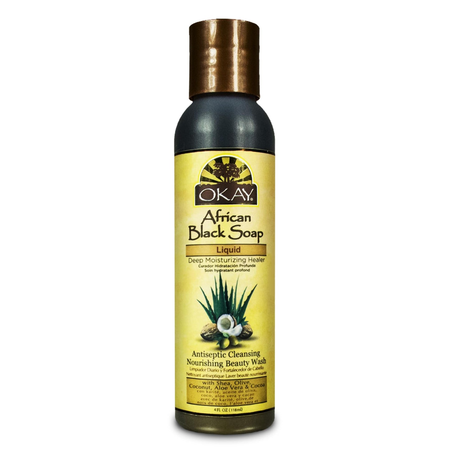 Okay African Black Soap Liquid, 4 Ounce