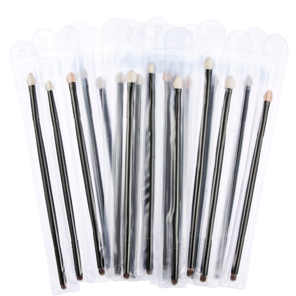Coobbar 10Pcs Black Double-headed Sponge Eyeshadow Brush With Nose Shadow Brush