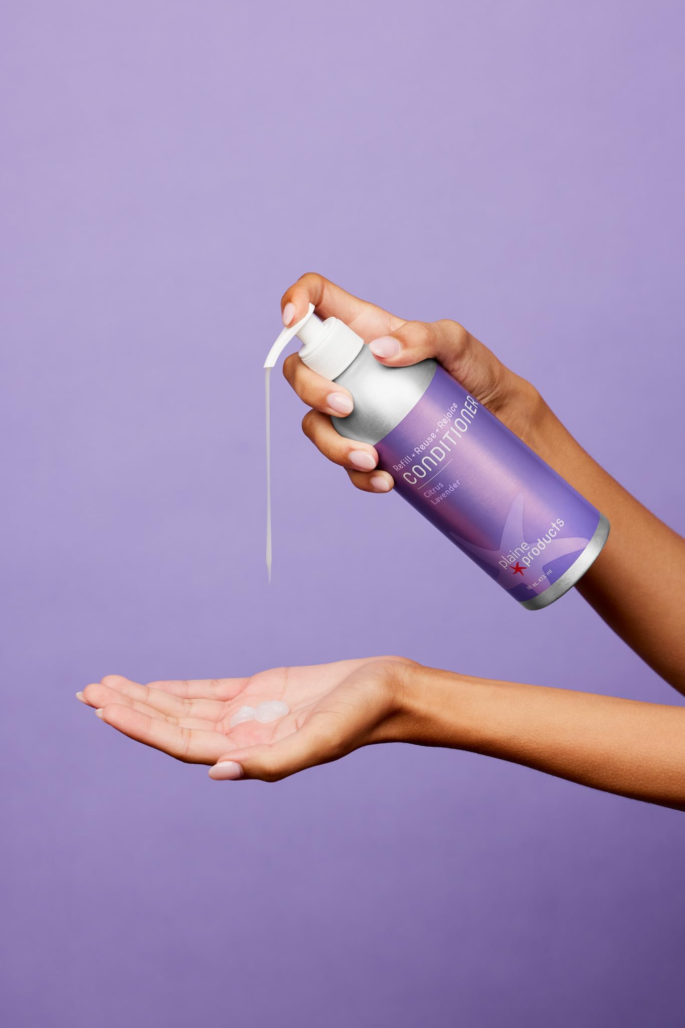 Plaine Products Eco-Friendly Shampoo and Conditioner - Citrus Lavender - Sulfate/Paraben/Phthalate Free, 16oz (Refillable Aluminum Bottles with Pumps)