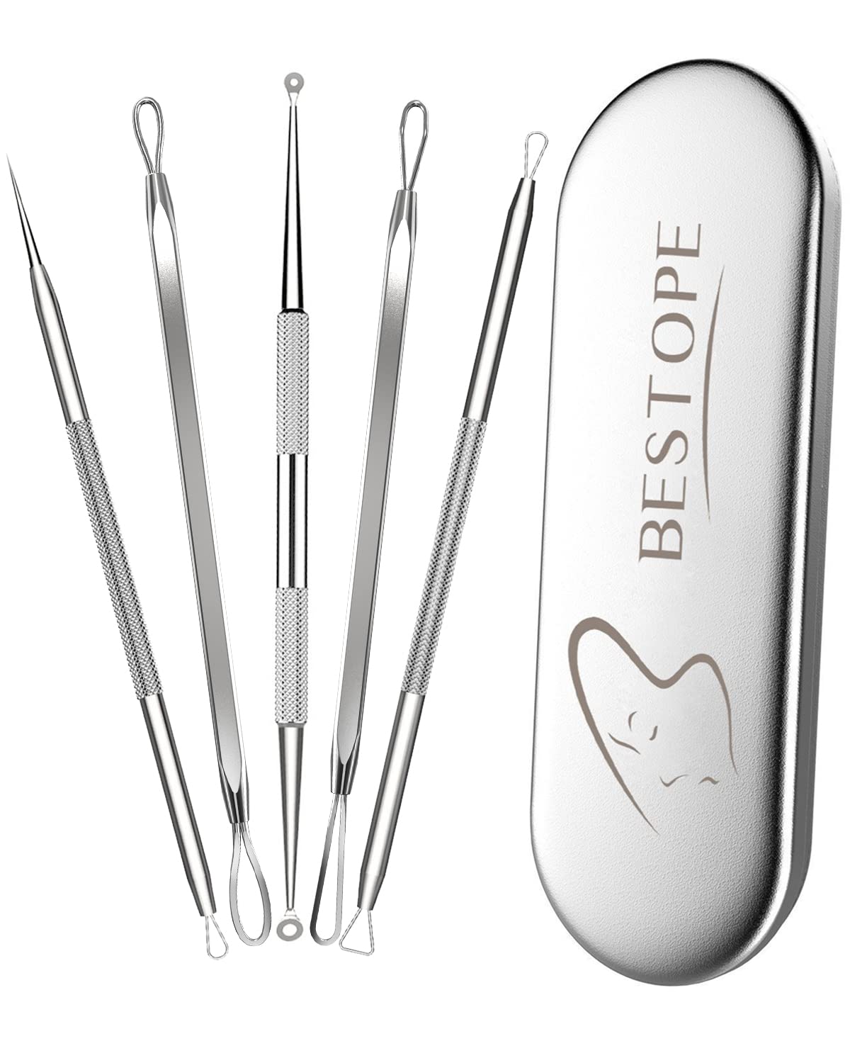 BESTOPE Blackhead Remover Blackhead Removal Pimple Comedone Extractor Tool - Treatment for Blemish Whitehead Popping Zit Removing with Metal Case