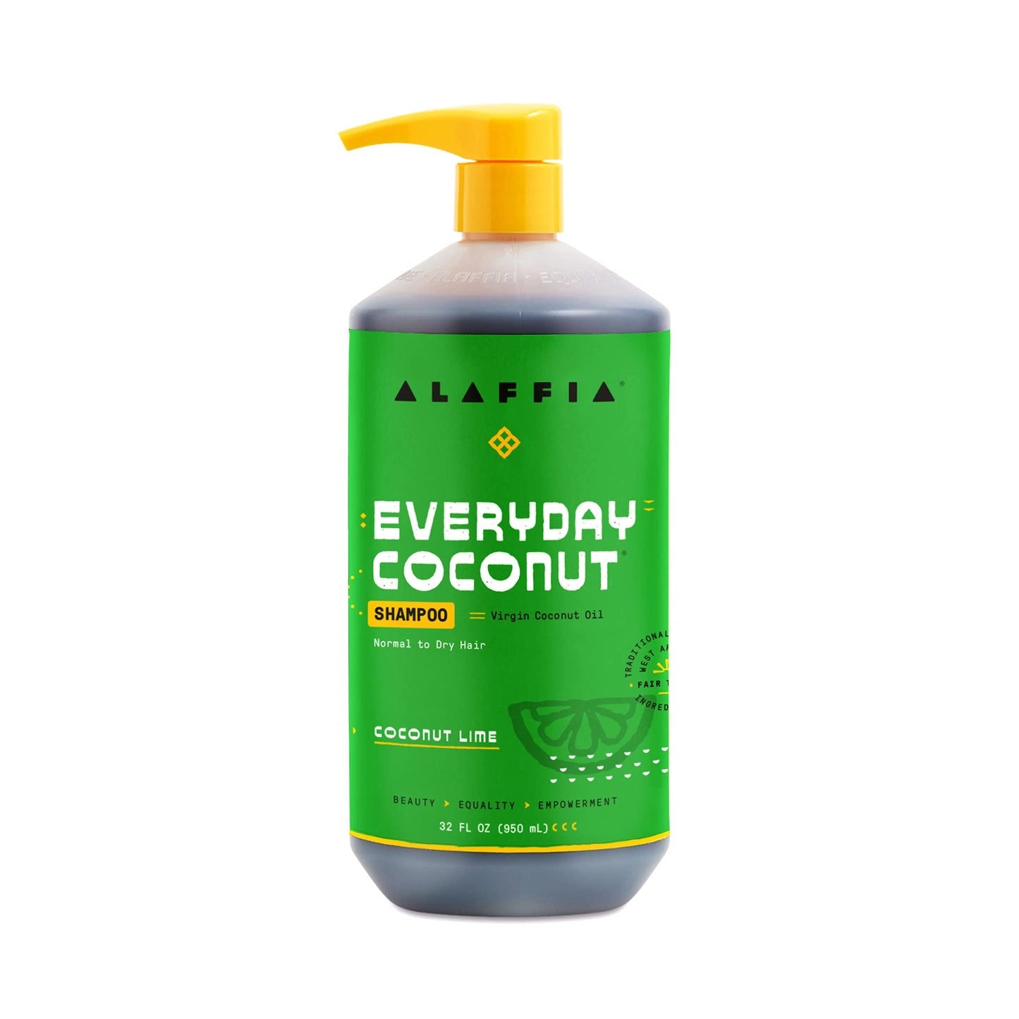 Alaffia EveryDay Coconut Shampoo, Hydrating and Deep Cleansing for Normal to Dry Hair. Made with Fair Trade Coconut Oil and Ginger, Cruelty Free, No