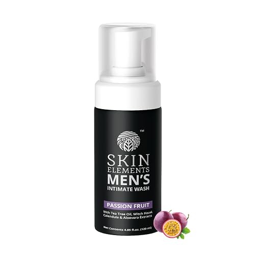 Skin Elements Intimate Wash for Men with Passion Fruit (4.05 Fl Oz) | pH Balanced Foaming Intimate Wash | Prevents Itching, Irritation & Bad Odor |
