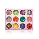 Minejin Nail Art Glitter Heart Shape Sequins Iridescent Colorful Confetti Chunky Flakes Tips Manicure 12 Colors Beauty & Personal Care Mygitter