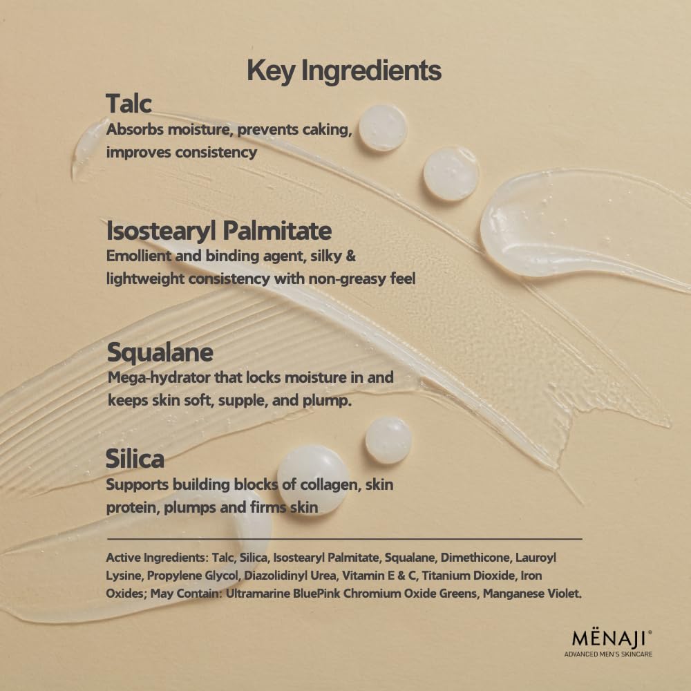 MËNAJI Anti-Shine Powder (HDPV) - Anti-Shine Face Make-Up for Men - Natural Looking Makeup - Mens Cosmetics - Sunless Tan