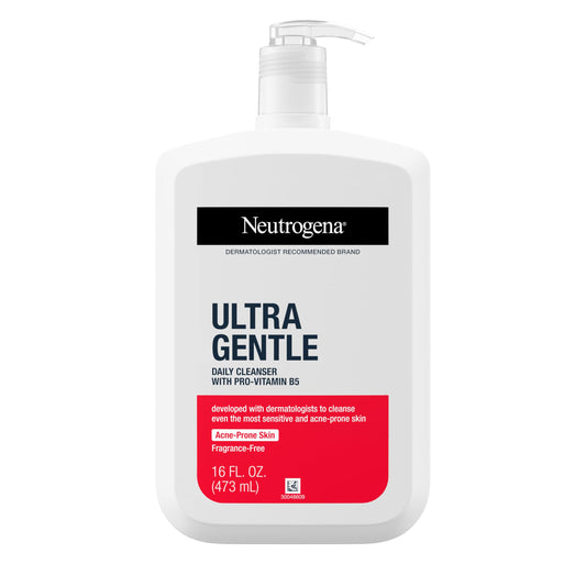 Neutrogena Ultra Gentle Daily Facial Cleanser with Pro-Vitamin B5 for Acne-Prone & Sensitive Skin. Fragrance, Dye, Soap, and Paraben-Free