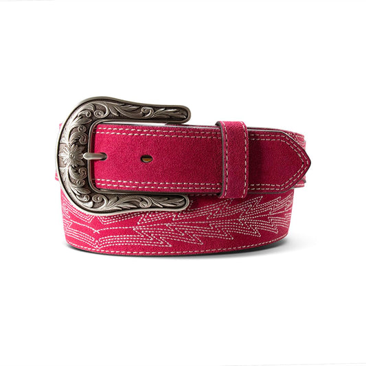 ARIAT Women's Casanova Embroidered Boot Stitch Belt, Pink, Large