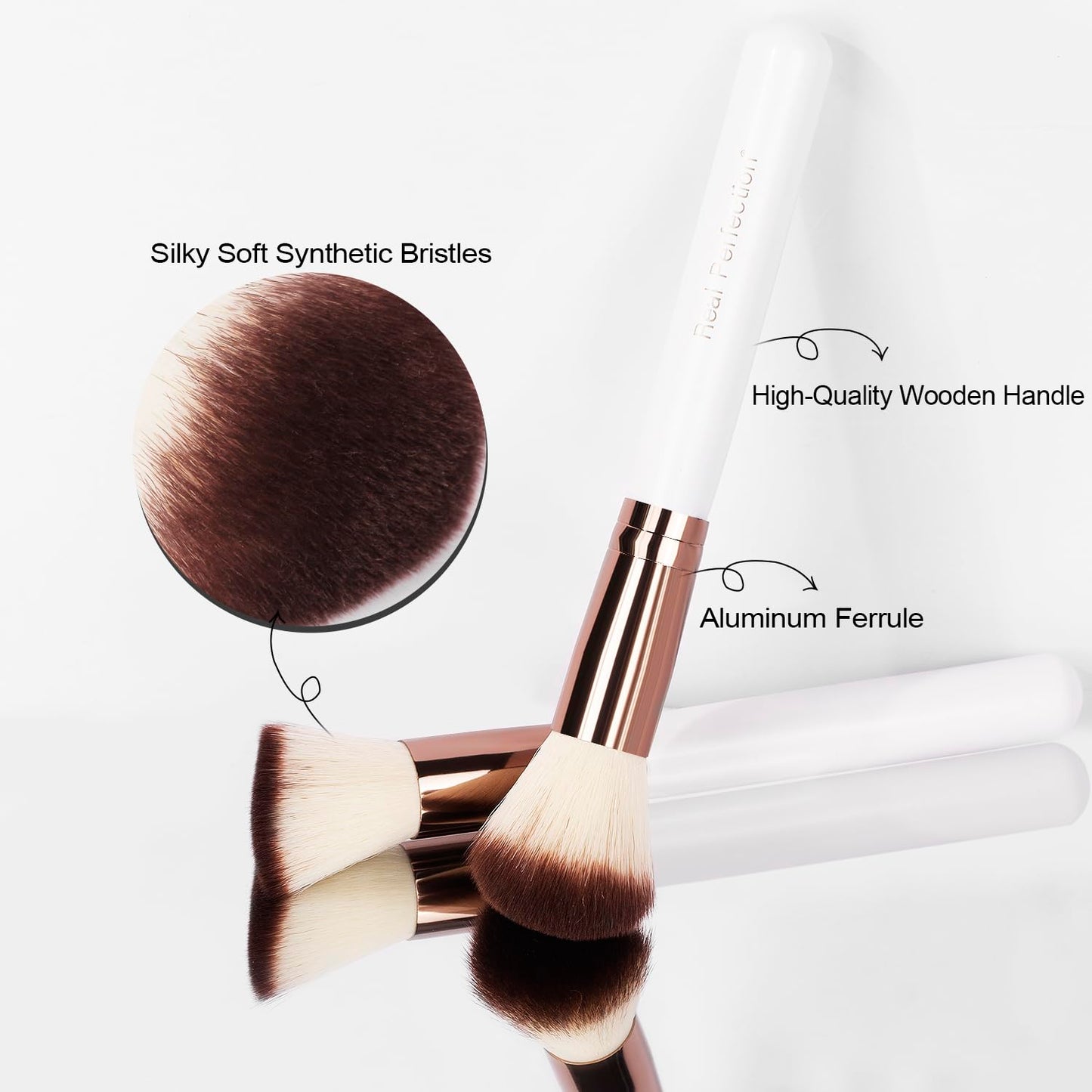 Real Perfection Makeup Brush Set 16 Pcs with 1 Eyebrow Razor Premium Synthetic Foundation Powder Concealers Eyeshadow Blush Makeup Brushes Make up Beauty and Personal Care Real Perfection