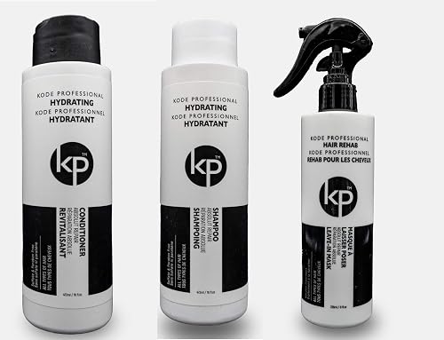 3pc Rehab Bundle: Kode Professional Hydrating Shampoo, Hydrating Conditioner and Hair Rehab Bundles (16oz Rehab)