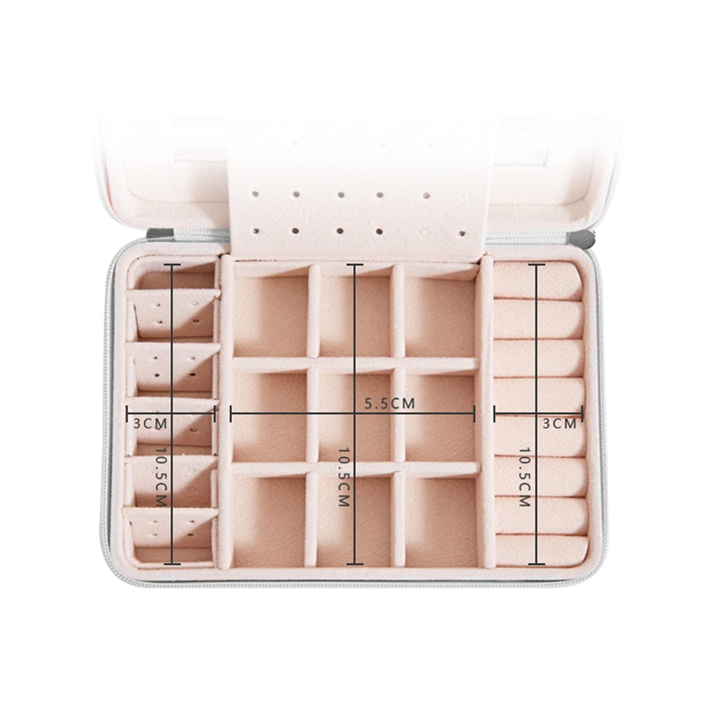LETLIT Travel Jewelry Organizer, Small Jewelry Box for Women, Double-Layer Necklace Ring Earrings Holder Case (White 2)