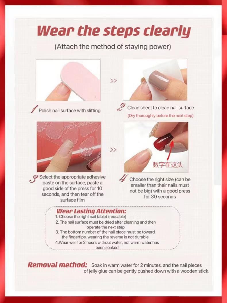 Spice Girl popular wearing a long ice transparent love diamond nail patch nail nail nail nail film (Brown, Medium) Beauty & Personal Care Shi Man