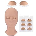 Pretty memory Lash Mannequin Head with 4 Pairs Removable Practice Eyelids, Silicone Eyelash Mannequin Head for Makeup Practice and Lash Extension
