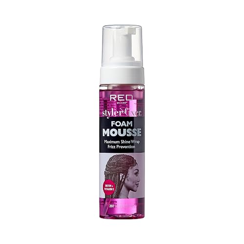 Red by Kiss Foaming Mousse, Maximum Shine Wrap Mousse, Reduce & Prevent Frizz, Define Curls, Set & Hold Styles, Nourishes Dry & Brittle Hair (Biotin +
