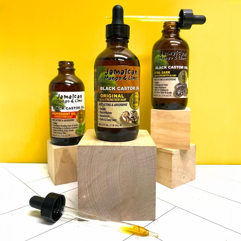 Jamaican Mango & Lime Black Castor Oil - Hair & Scalp Oil for Locs, Braids, Twists & Natural Hair - Strengthens, Moisturizes & Promotes Hair Growth
