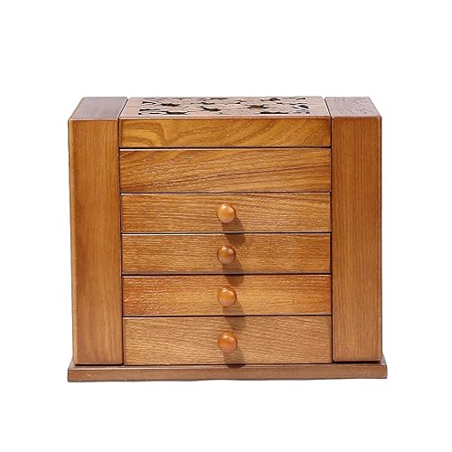 Wolfroady Wooden Jewelry Box for Women, Jewelry Organizer Box for Necklaces and Rings Jewelries, Watches, Storage Box Cherry