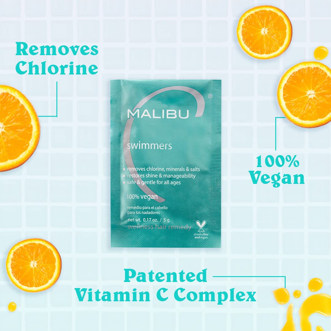 Malibu C Swimmers Wellness Remedy & After Pool Hair Care - Restoring & Hydrating Swim Treatment with Vitamin C Complex - Protects Against