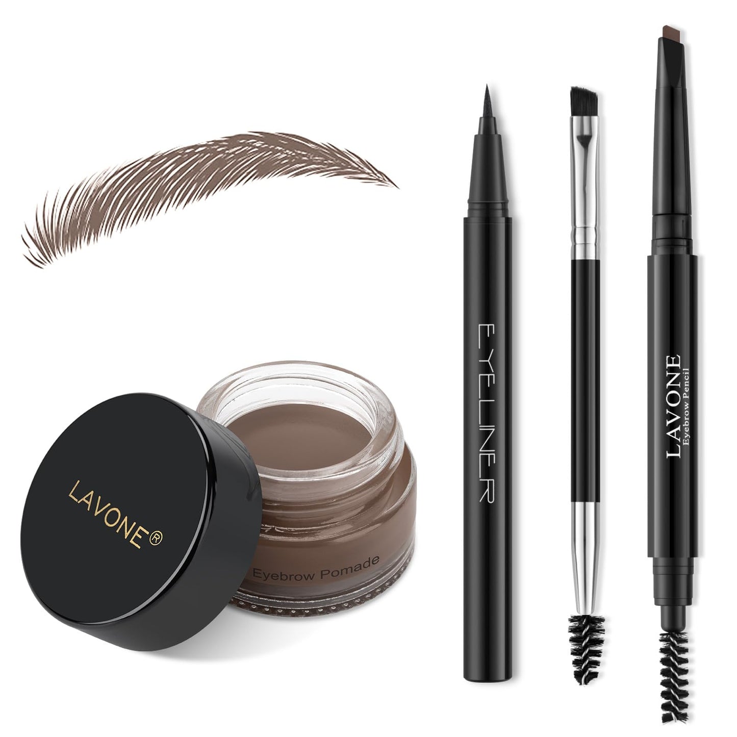 LAVONE Eyebrow Stamp Pencil Kit for Eyebrows Makeup, with Waterproof Eyebrow Pencil, Eyeliner, Eyebrow Pomade, and Dual-ended Eyebrow Brush - Light Beauty and Personal Care LAVONE Default Title