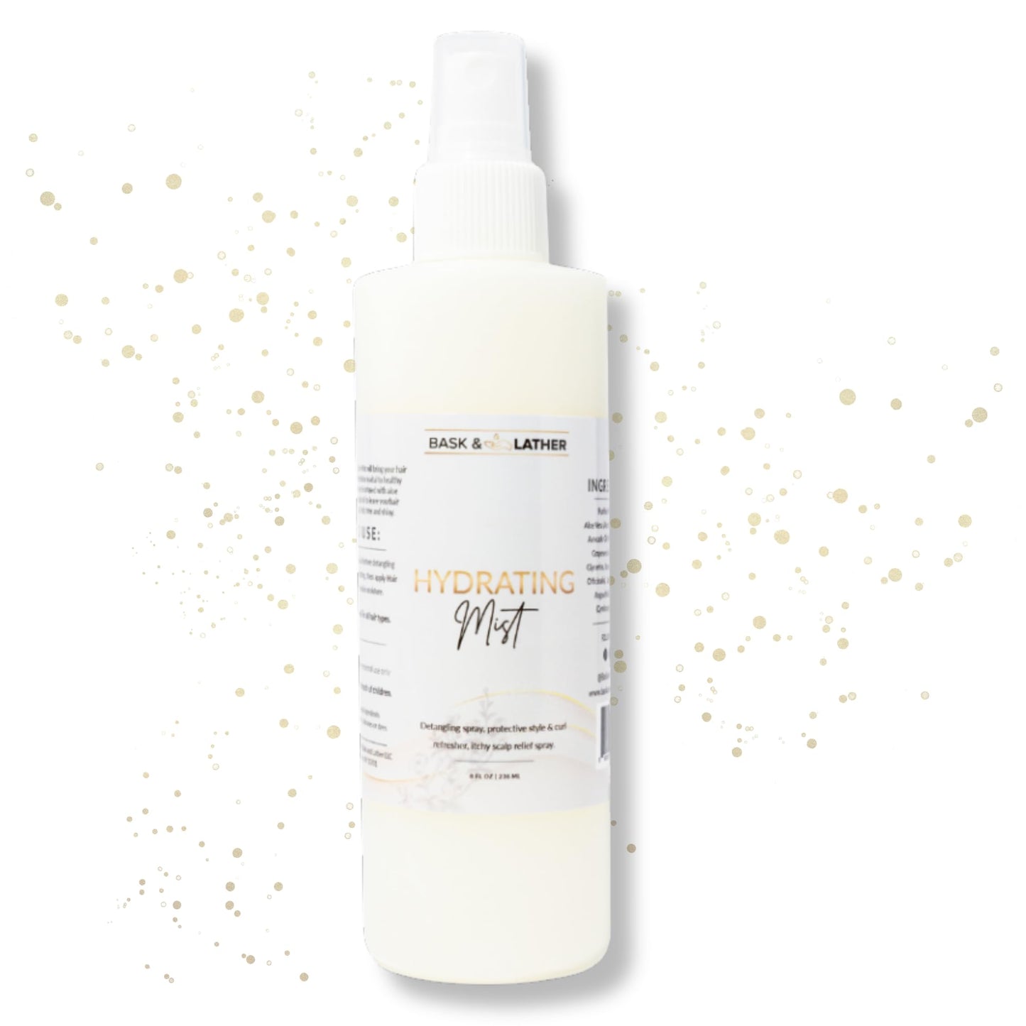 BASK & LATHER Hydrating Hair Mist, Leave-In Conditioner, Itchy Scalp Relief, Detangler, Curl Definer, Aloe Vera, Avocado Oil, For All Hair Types, 8 oz Beauty and Personal Care BASK & LATHER Default Title