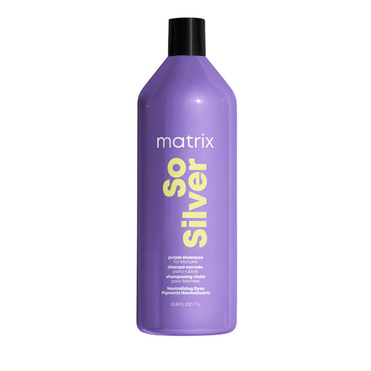 Matrix So Silver Purple Shampoo - Neutralizes Yellow Tones, Color Depositing, Brightening & Toning, Strengthens and Adds Shine, For Color Treated