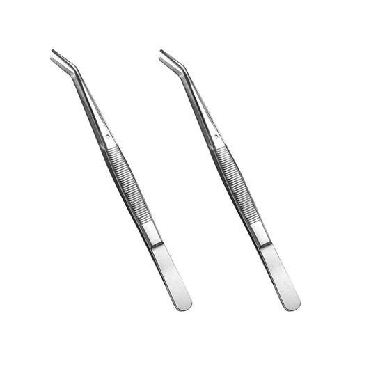 Stainless Steel Tweezers, with Curved Serrated Tip Multipurpose Sewing Machine Tweezers Forceps for Craft Repairing (2 Pcs set) Beauty and Personal Care Rolybag