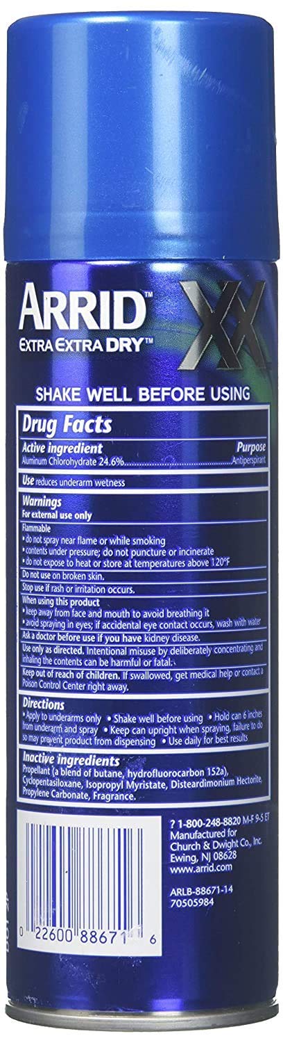 ARRID XX Ultra Clear Anti-Perspirant Deodorant Spray, Ultra Fresh 6 oz (Pack of 4)