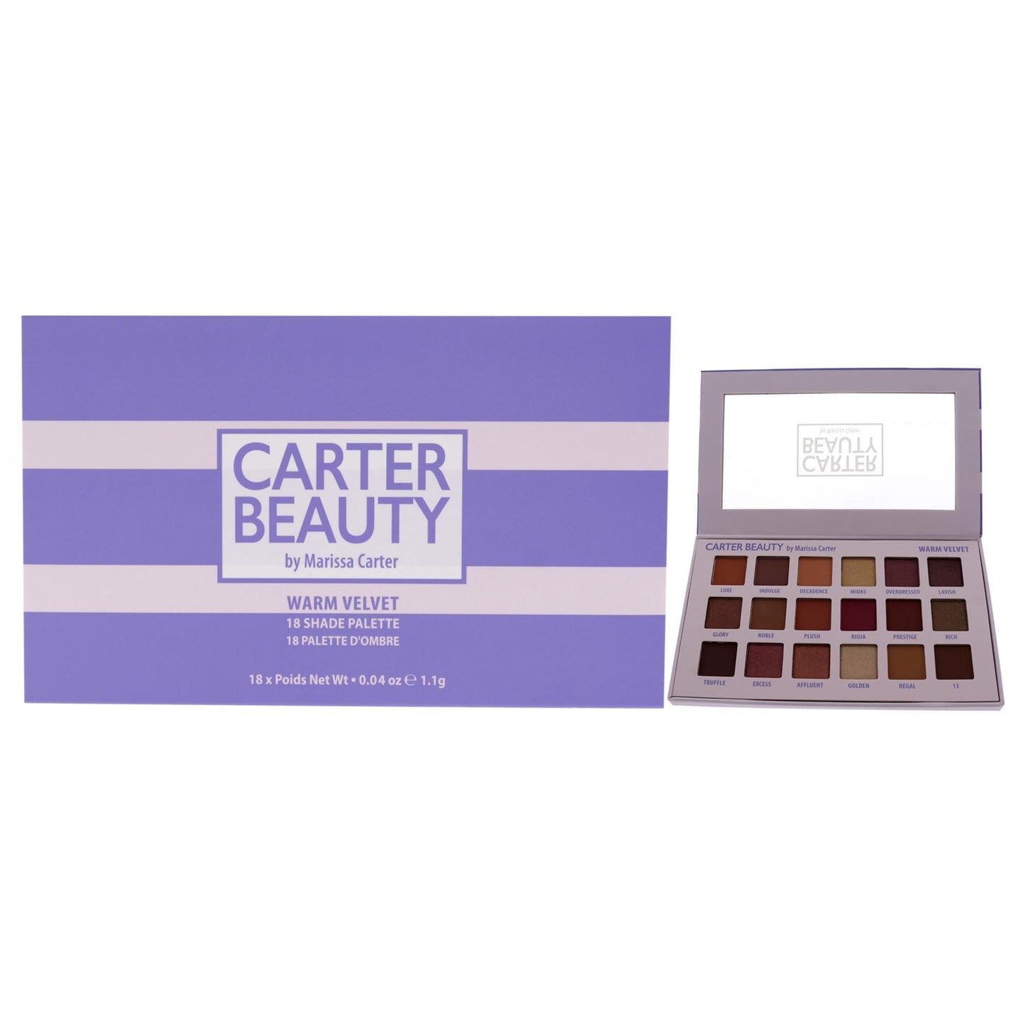 Carter Beauty 18 Shade Palette - Warm Velvet Palette For Women - The Ultimate Glam Eyeshadow Collection For Versatile Eye Looks - Bendable Matte…