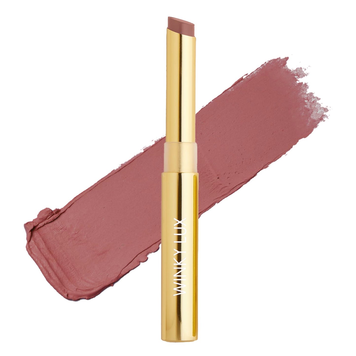 Winky Lux Skinny Plump Demi Matte Lipstick - Rose Beige Lip, Natural Plump Lipstick, Weightless Long Lasting Soft Matte Lip Crayon, Infused with