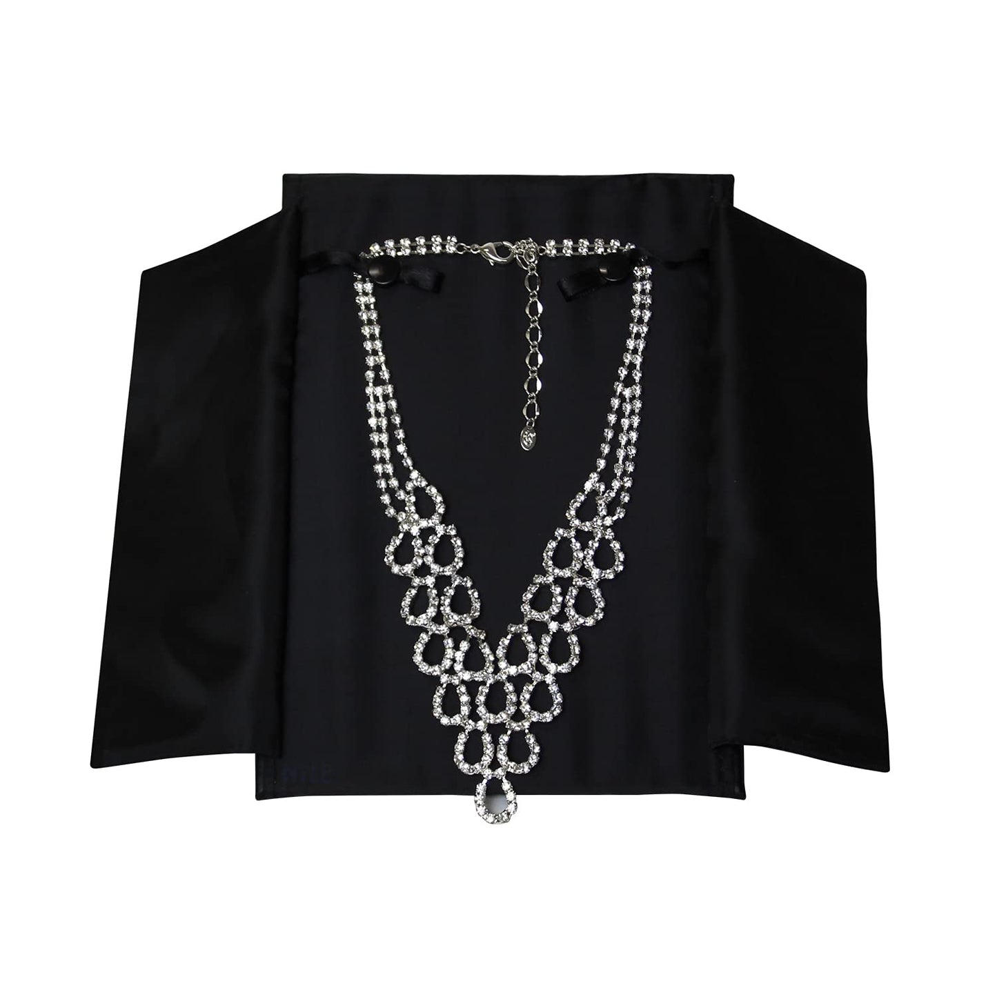 MOOCA Black Leatherette Travel Jewelry Organizer Necklace Storage Carrying Case Jewelry Display Case Necklace Folder