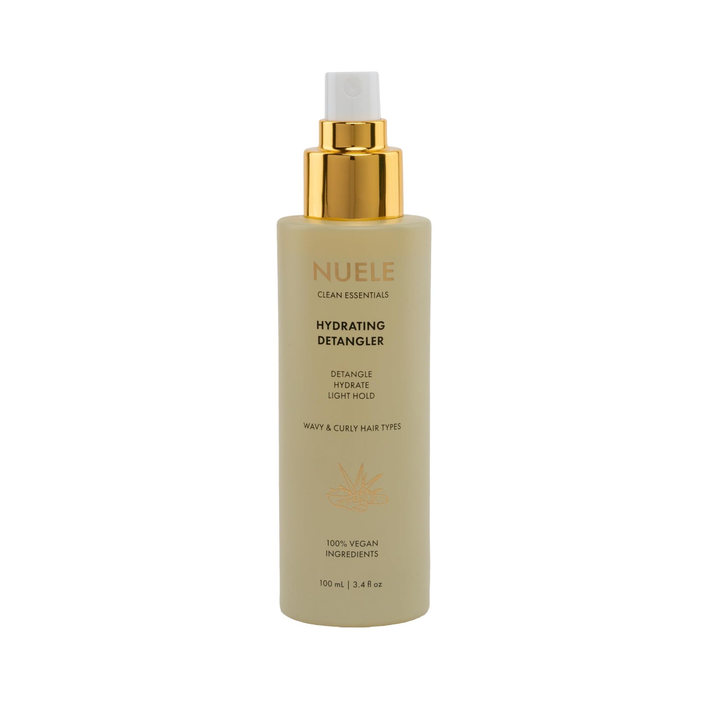 Nuele Clean Essentials Hydrating Detangler | Detangle, Hydrate, Light Hold | Wavy & Curly Hair Types | 100% Vegan Ingredients | 3.4 Fl Oz
