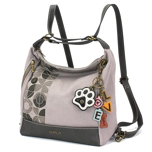 Retro Convertible Purse - Charms Paw+LOVE - Gray