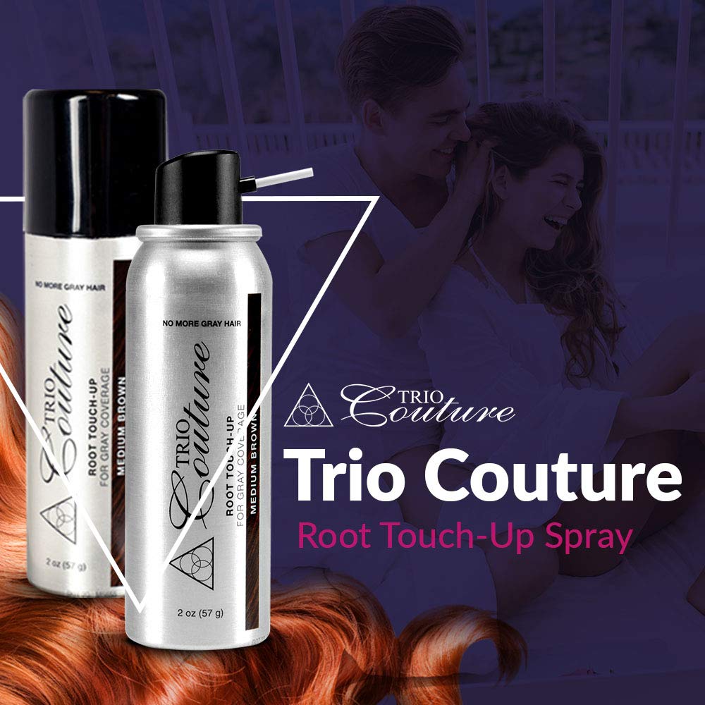 Trio Couture Hair Root Touch Up - Gray Concealer Spray, 2 oz (Black)