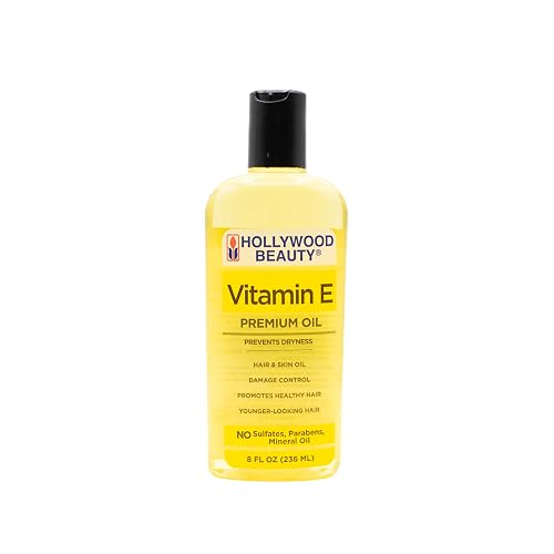 Hollywood Beauty Vitamin E Hair & Skin Oil, 8 oz - Prevents Dryness, Stimulates Healthy Hair Growth, Repairs Damaged Skin, Anti-Aging
