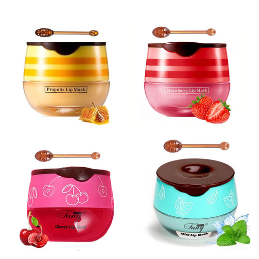 4 PCS Bee Lip Balm Honey Pot, Honey & Cherry & Mint & Strawberry Beauty and Personal Care WFWJ