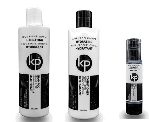 3pc Hydrating Serum Bundle: Kode Professional Hydrating Shampoo, Hydrating Conditioner and 50ml Brilliant Serum (8oz Serum)