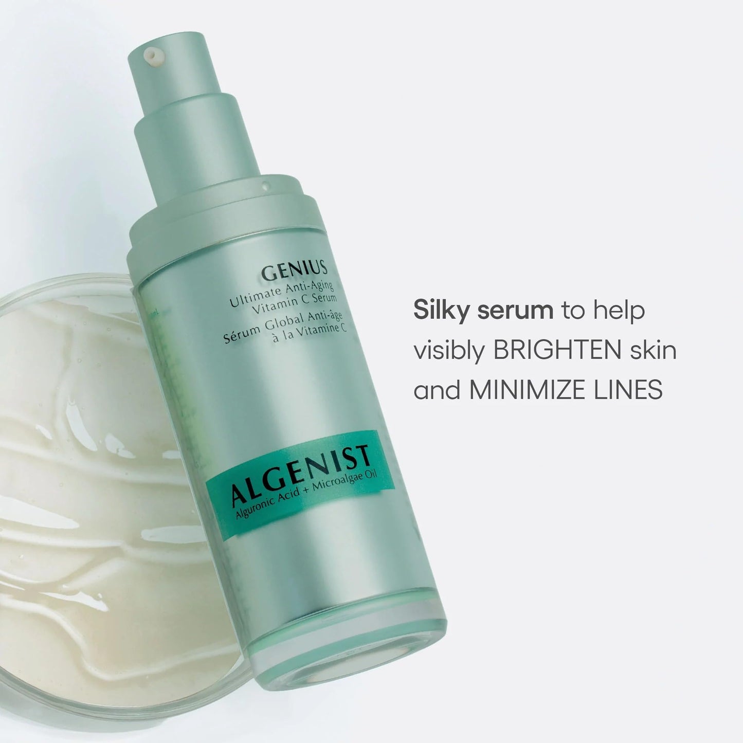 Algenist GENIUS Vitamin C Serum for Face - Anti Aging Serum with Alguronic Acid, Niacinamide & Microalgae Oil - Helps Brighten, Even Skin Tone, Reduce