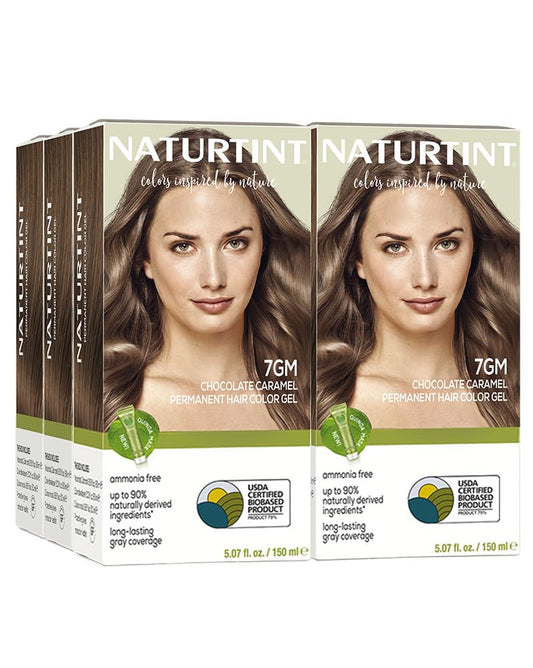 Naturtint 7GM Chocolate Caramel Permanent Hair Color (Pack of 6), Ammonia Free, Vegan, Cruelty Free, up to 100% Gray Coverage, Long Lasting Results