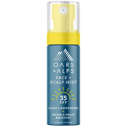 Oars + Alps Face & Scalp Sunscreen Spray SPF 35 – Mist for Facial & Hair Sun Protection with Aloe & Cucumber, Water & Sweat Resistant, 1.5oz