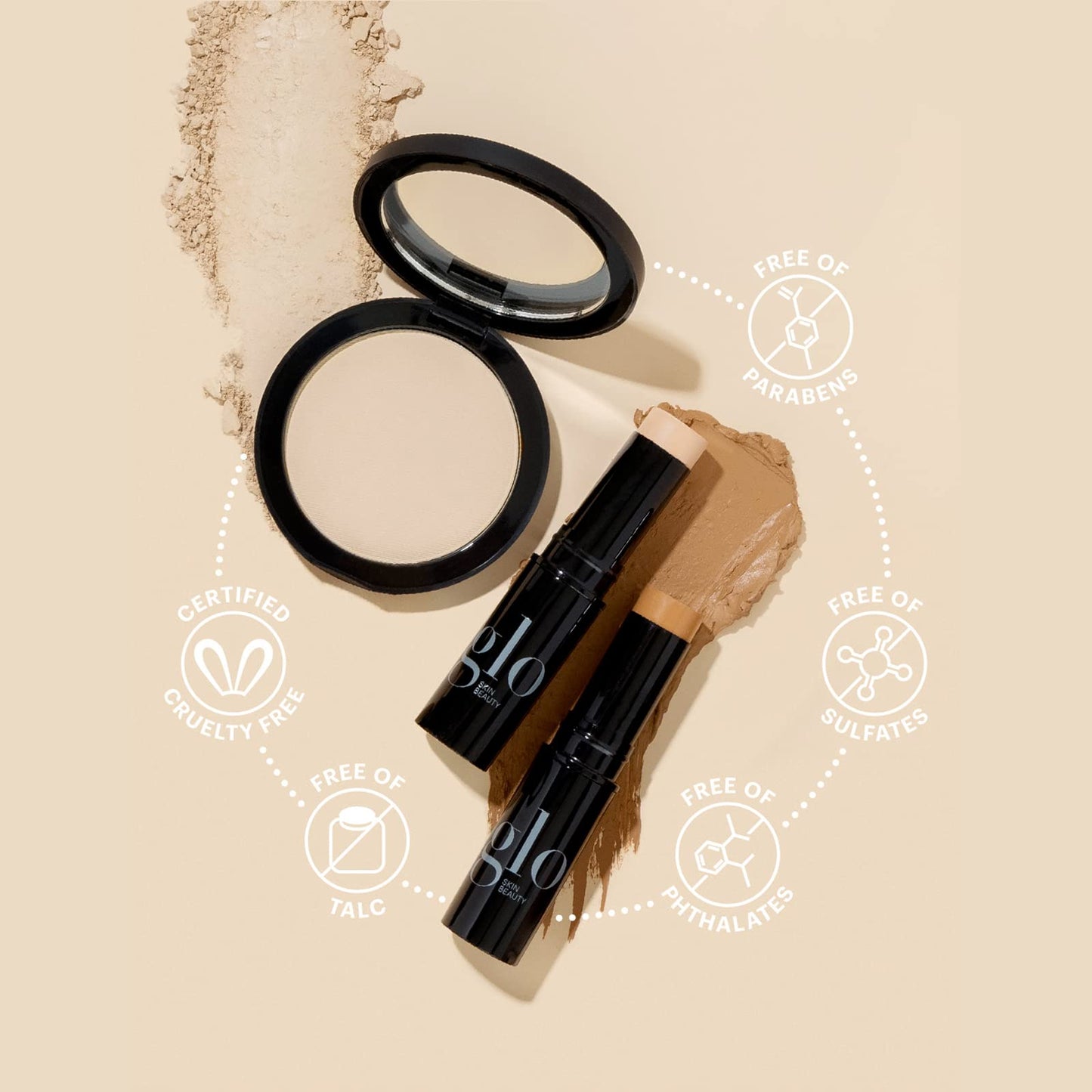 Glo Skin Beauty HD Mineral Foundation Stick - Concealer Makeup Infused with Hyaluronic Acid - Buildable Coverage, Contour & Highlighter (Cloud 1C)