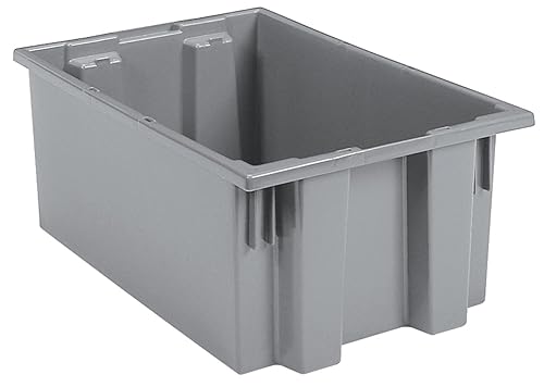 Akro-Mils 35200 Nest and Stack Plastic Storage Container and Distribution Tote, (19-1/2-Inch L x 13-1/2-Inch W x 8-Inch H), Gray, (6-Pack)