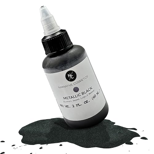 Narrative Cosmetics Metallic Alcohol Airbrush Paints - 2 fl oz, Skin Safe, Quick Dry, Waterproof, Sweatproof, Transferproof Liquid Makeup