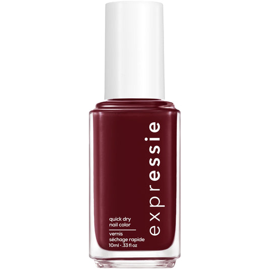 essie expressie Quick-Dry Vegan Nail Polish, Not So Low-Key, Blackened Burgundy, 0.33 Ounce