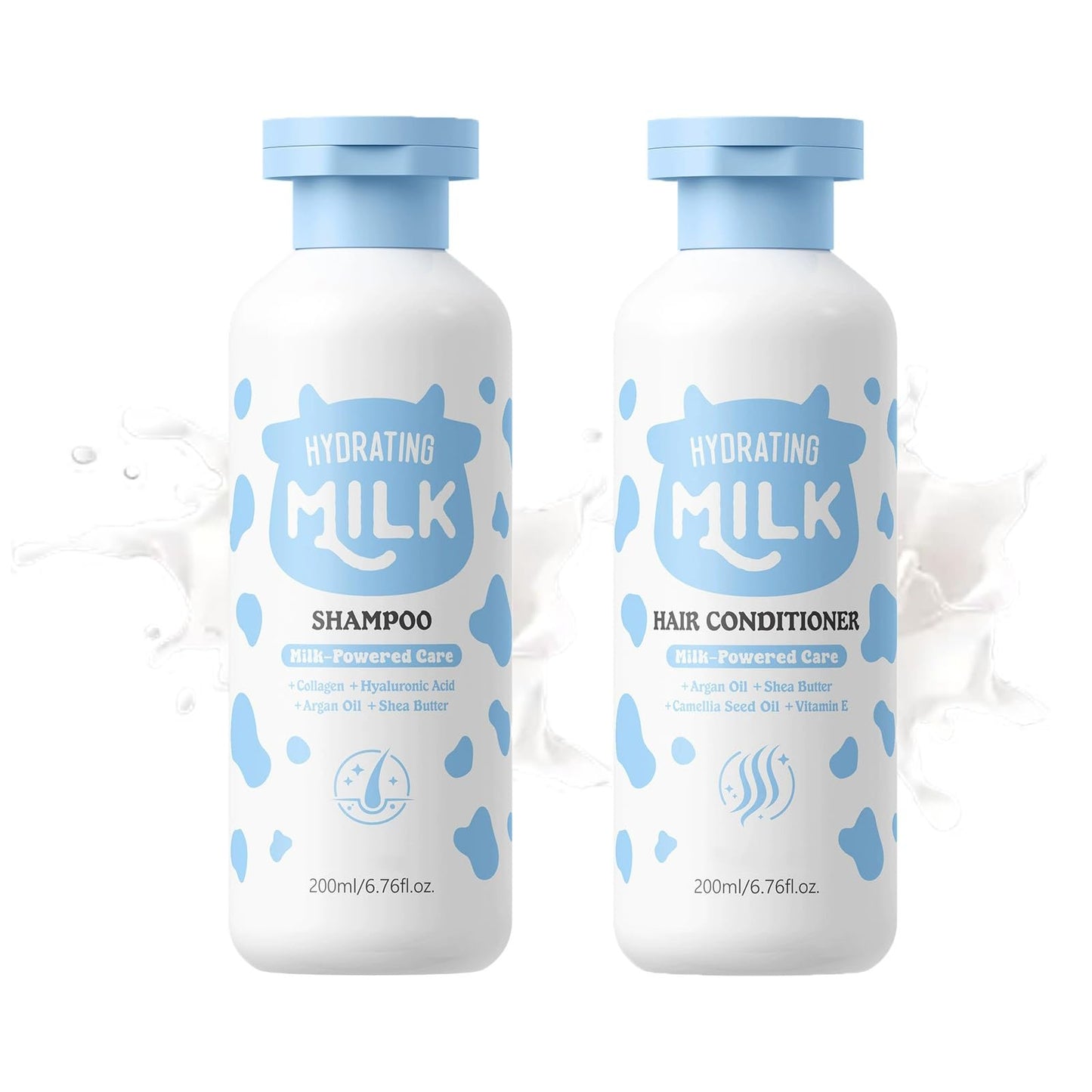 Milk Shampoo and Conditioner Set, Hydrating Shampoo and Conditioner for Curly, Fine, Thick or Straight Hair, Daily Cleaning & Moisturizing Care