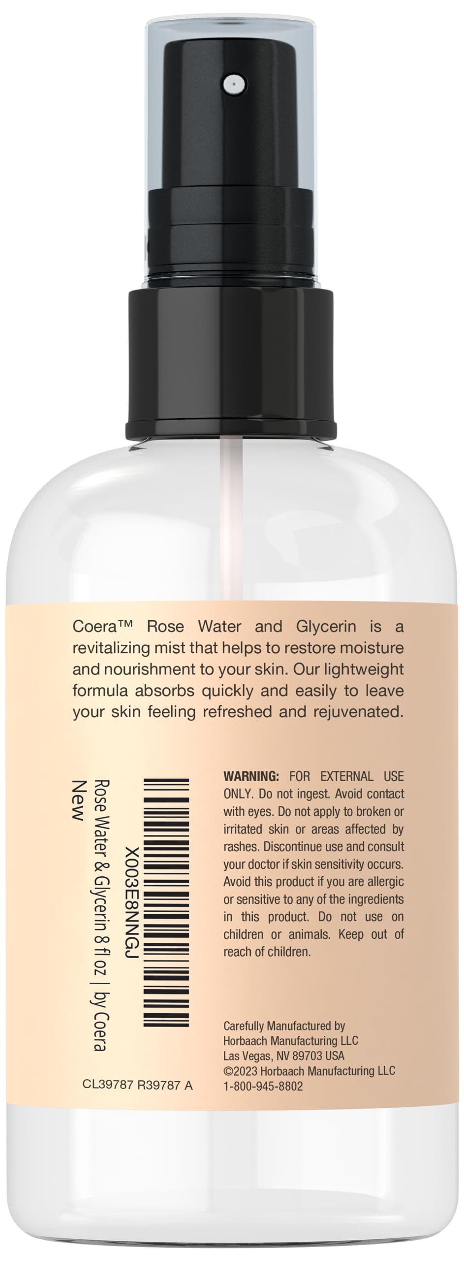 Coera Rose Water & Glycerin Spray for Face | 8 fl oz | Facial Toner | Hydrating & Moisturizing for Skin and Hair | Free of Parabens, SLS,