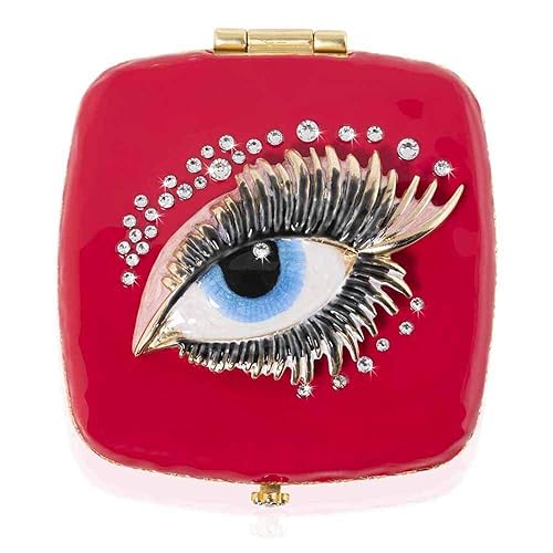 Jay Strongwater Pop Life Bette Eye Compact Make up Mirror with Swarovski Crystals