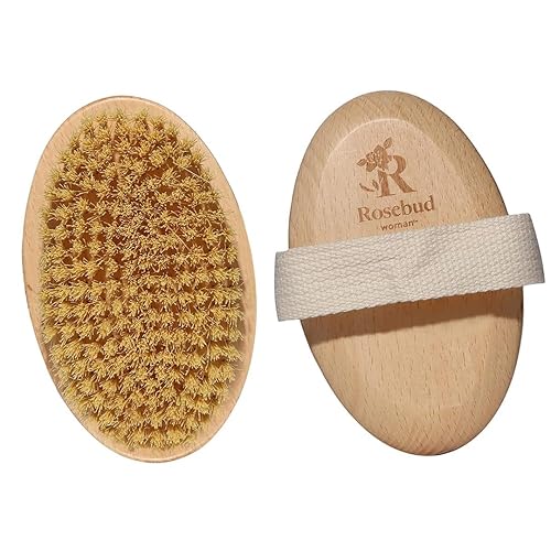 Rosebud Woman Body Brush for Dry Brushing & Lymphatic Drainage - Sustainable Beechwood Handle with Vegan Sisal Bristles - Exfoliating Skincare Tool