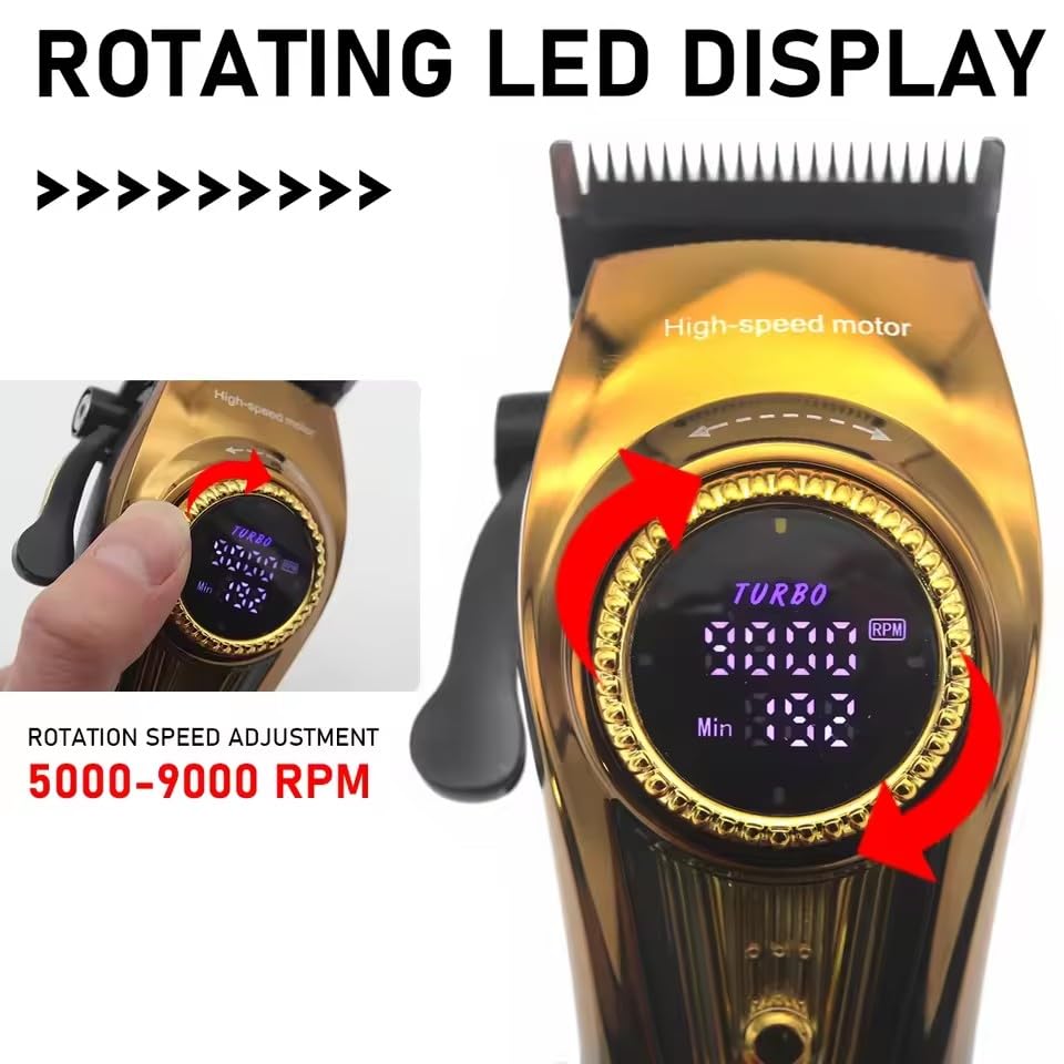 QDKVTNDJZ Professional Hair Clippers for Men, Electric Barber Clipperswith LED Display 6 Guide Combs Cordless Treimmer for Barbers Household Haircut Beauty and Personal Care QDKVTNDJZ