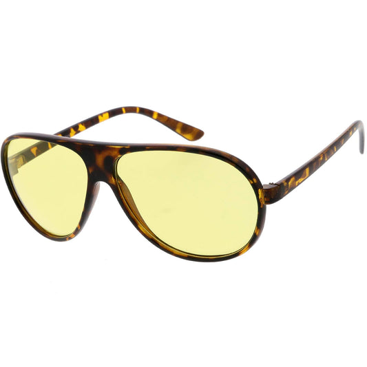 zeroUV 70s Retro Aviator Sunglasses for Men and Women, Vintage UV400 Blue Blocker Glasses 61mm (Tortoise/Yellow)