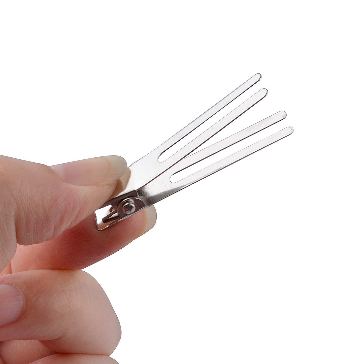 Hendevl 100 Pieces 1.8 Inches Double Prong Pin Curl Hair Clips Metal Alligator Clips Silver Hairpins for Hair Extensions