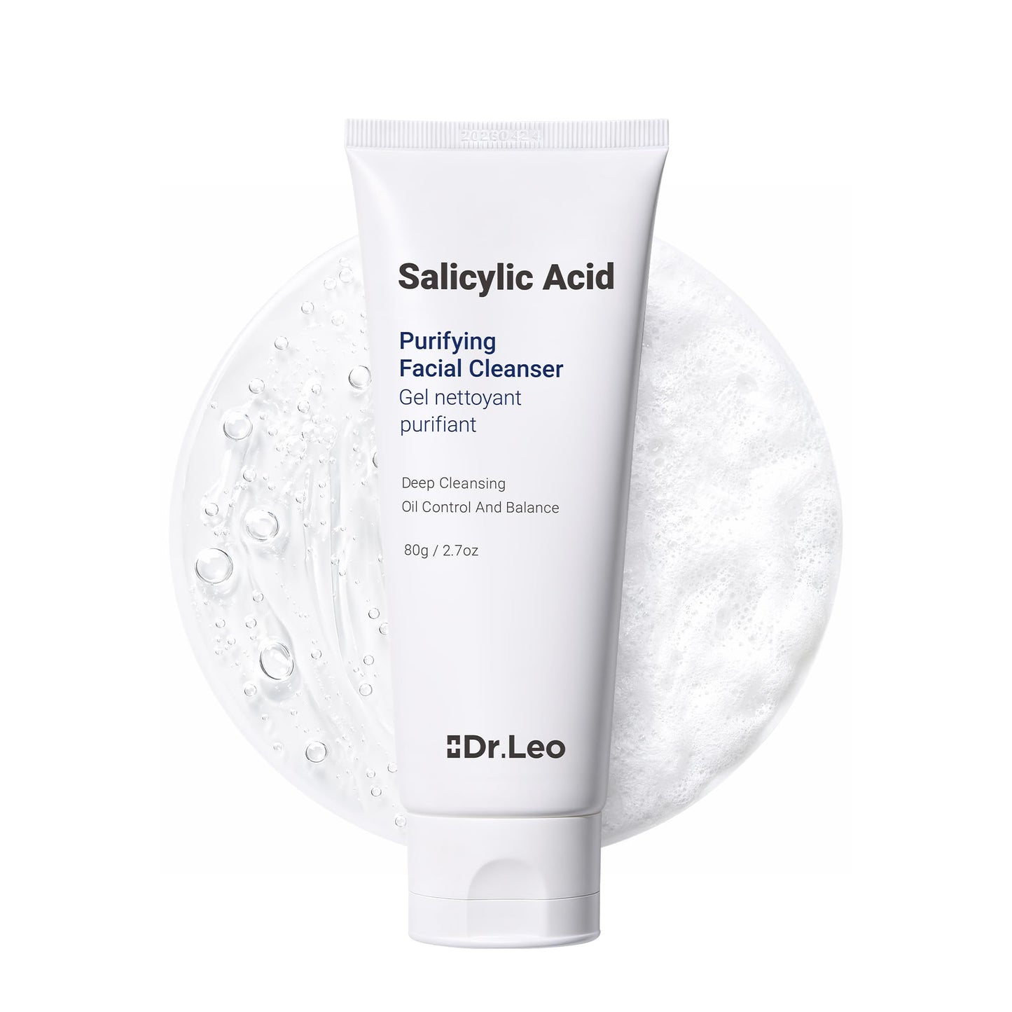 Dr.leo Salicylic Acid Cleanser, Acne Face Wash for Oily Skin - Daily Oil Control, Gentle Plant Extracts, 8 Amino Acids, Deep Cleans Minimizes Pores
