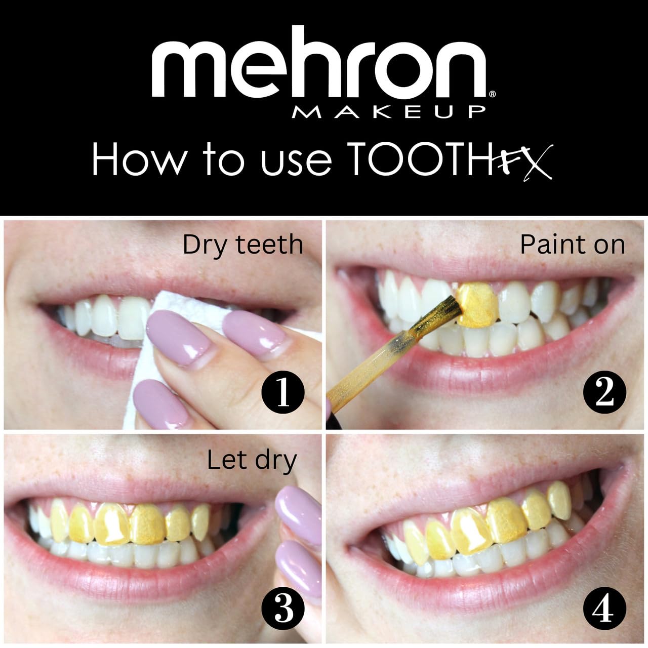 Mehron Makeup Tooth FX Gold | Temporary Tooth Paint | Perfect for Creating Gold Teeth SFX & Pirate Teeth Makeup for Halloween, Costume, Cosplay